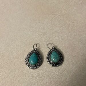 3 pair of Elegant Silver and Turquoise Beaded Earrings